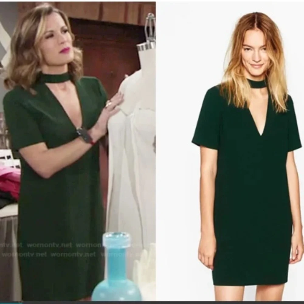 *As Seen On TV* Zara Woman Short Sleeve Shift Dress V Neck Collared Detail Small - Picture 8 of 8